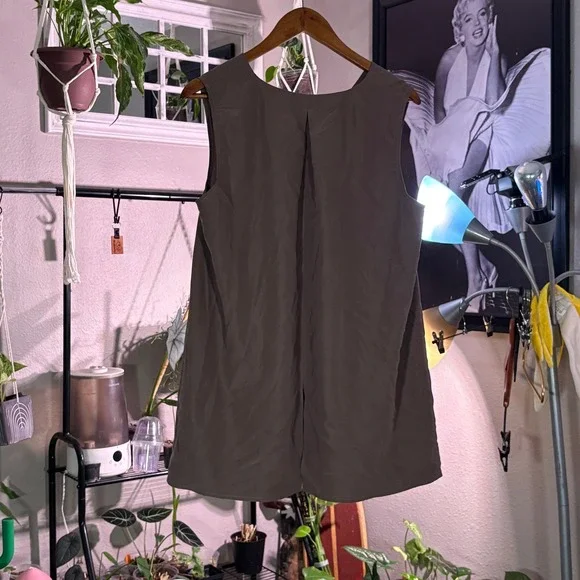 Elegant Essentials Sleeveless V Neck Tunic Dress A Line Taupe Women's - Picture 3 of 7